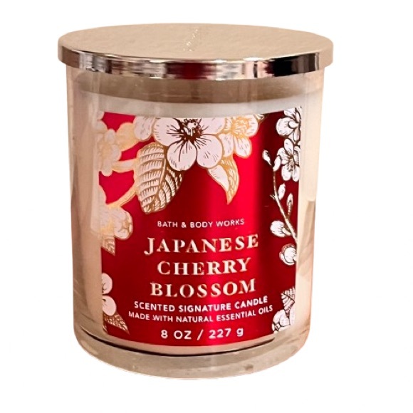 NWT- Bath & Bodyworks Japanese Cherry Blossom Single Wick Candle - Picture 4 of 7